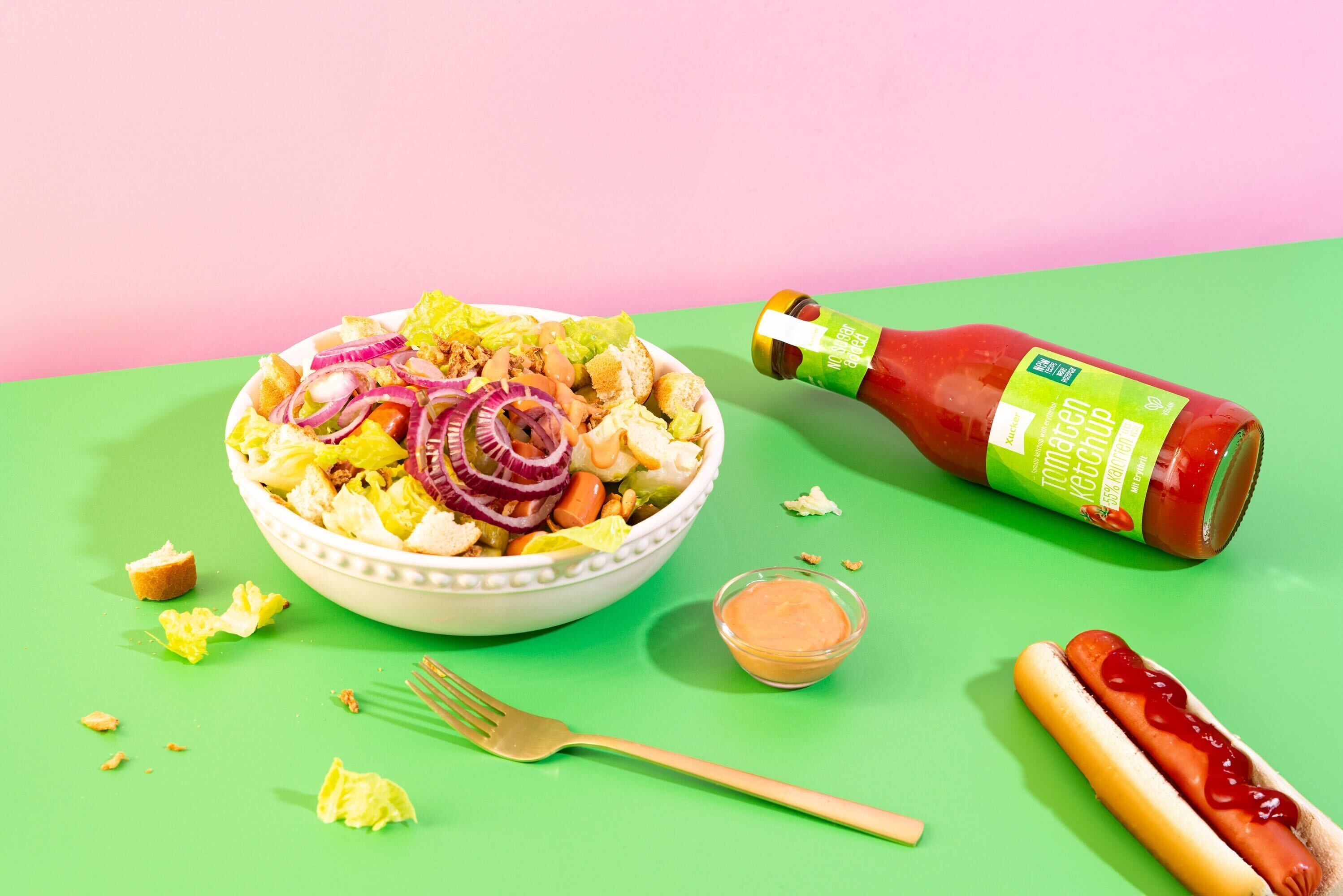 Hot Dog Bowl - Hot Dogs als Salat Variation mit Xucker Tomatenketchup ...