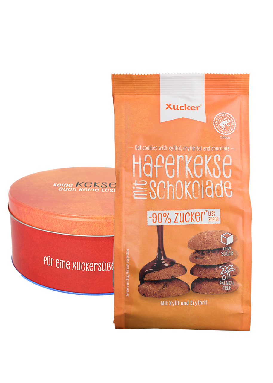 Keksdose &amp; zuckerarme Haferkekse im Set